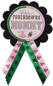 Touchdowns or Tutus Gender Reveal Baby Shower Pins for family to wear at sprinkle Party, aunt, cardstock satin, no gemstone