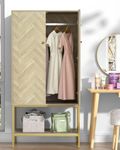 Anmytek Wardrobe Closet with Doors, Wooden Bedroom Armoire with Hanging Rod & Shelf, Modern Wardrobe Cabinet for Bedroom, Changing Room, Laundry Room, Dorm(18.9”D x 31.5”W x 63”H)