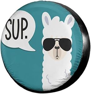 Funny Llama Spare Tire Cover Waterproof Dust-Proof UV Sun Wheel Tire Cover Fit for Jeep,Trailer, RV, SUV and Many Vehicle 14 Inch