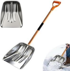 ATFVERDEX Scoop Shovel,Snow Shovel for Driveway with Non-Slip Wooden Handle and D-Shaped Grip,Quickly Clear the Snow from the Driveway and Yard