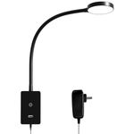 Touch Dimmable LED Wall Mounted Bedside Reading Light, ENUOTEK Black Flexible LED Wall Reading Lamp for Nightstand in Bedroom, 120° Wide Angle Neutral White Lighting, with 5V2A USB Output Port