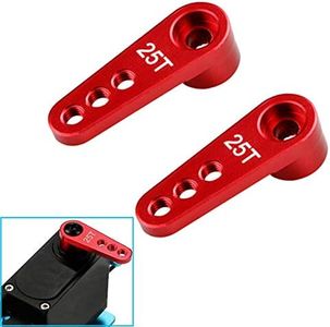 2PCS ShareGoo Metal 25T Servo Horn M3 Threads Steering Arm Server Rocker Adapter for Futaba Savox Power HD HSP Servos Motor 1/8 1/10 RC Car Truck,Red