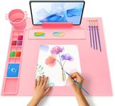 iArtker Silicone Painting Mat with Stand, Craft Art Mat with Cup and Lid, Non Stick Silicone Sheet for Resin, DIY, Clay, Play Doh, Pink