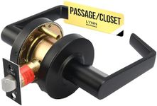 LYNN HARDWARE - Passage/Closet - Commercial Door Lock - Heavy-Duty Designer Handles for Doors - Durable Grade 2 Indoor Locks for Doors - Cylindrical Door Handle Lock - ADA Compliant - Matte Black