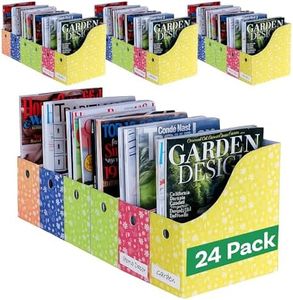 Evelots Magazine File Holder - Set of 24 Floral - Office Desk Organizer - Sturdy Cardboard - New Upgraded Double Front Panel for More Stability - Full 4 Inch Wide - Easy Assemble