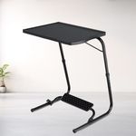 TABLE MAGIC Alloy Steel - Laptop Table Mat Finish, Lapdesk, Utility Table, Table with Footrest, Height Adjustable Table, Work at Home Table (Tm Footrest- Midnight Black, Large)