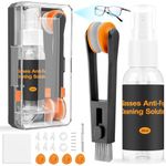 Ordilend Glasses Cleaning Kit Eyeglass Cleaner, Anti Fog Lens Cleaner Spray with Microfiber Lens Cleaning Cloth, Eye Glass Repair Kit with Screws and Screwdriver, Nose Pads, Portable Glasses Cleaner Tool