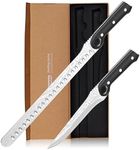 ZLemma Professional Kitchen Knife Set- 12'' Brisket Carving Knife & 6.8'' Boning Knife with Unique Grip Ring & Gift Box for Chef-High Carbon Stainless Steel with Damascus Pattern- Razor Sharp