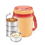 MILTON Euroline Futron Plastic Electric Tiffin Set, 360ml, Set of 4, Orange