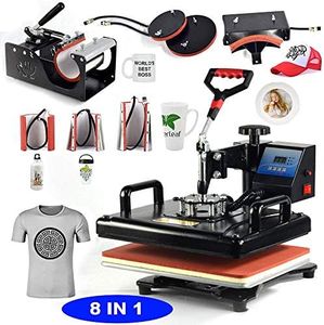8 in 1 Heat Press Machine Digital Combo Heat Transfer Sublimation Print Machine T-Shirts/Mug/Plate/Cap/Cup Swing Away Heat Transfer Machine (8 in 1 Swing Away New)