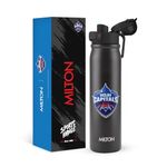 Milton Sports Reva 1000 | DC Official Drinkware Partner I Limited Edition Delhi Capitals Water Bottle | Stainless Steel Sipper with Twin Lid | Leak Proof | Designed for Cricket Fans I 1 L | Black