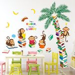 DECOWALL DSL-8065 Book Tree with Reading Monkey Wall Stickers Inspirational Decals Removable for Kids Library Classroom Nursery Bedroom Playroom Living Room