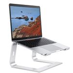 Laptop Stand, OMOTON Laptop Mount, Aluminum Laptop Holder Riser Stand for Desk, Compatible with MacBook Air/Pro, Dell, HP, Lenovo and All Laptops (10-15.6 inch) (Silver)