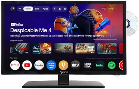 SYLVOX 27'' 12V/24V Smart RV TV, Google TV with Built-in DVD Player, 1080P Full HD RV Television, Anti-Vibration Design, Wide Voltage Protection (9–32V), Google Cast(Trailer Series 2026)