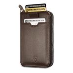 Vaultskin Notting Hill Slim Zip Wallet with RFID Protection for Cards Cash Coins (Brown)