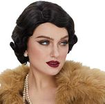 STfantasy 1920s Brown Retro Finger Wave Wigs Long Curly Natural Wavy Synthetic Wig for Women Daily Costume Party (Black)