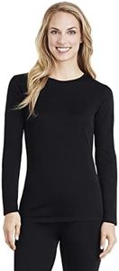 Cuddl Duds Women's Fleecewear with Stretch Crew Neck, Black, Medium