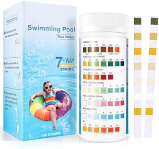 Accevo 7 in 1 Pool and Spa Test Strips, Swimming 100 Pool Test Kit, Hot Tub & Pool Water Testing Strips for pH, Total Chlorine, Total Alkalinity, Hardness, Free Chlorine, Bromine, Cyanurlc Acid