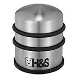 H&S Door Stop Stopper Heavy Duty Weight Stainless Steel Doorstop Bumper Rubber Buffer Ring - Dome