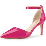 Allegra K Women's Pointy Toe Ankle Strap Stiletto Heels Hot Pink Pumps 11 M US