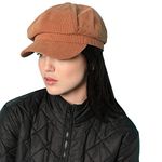 Haute Sauce Women Solid Brown Corduroy Baker-Boy Cap for Outdoor Everyday Wear | UV Protection | Lightweight | Foldable | Packable | Latest Stylish Casual Headwear for Women & Girls