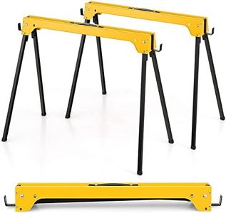 Costway Folding Sawhorses Pack of 2, Compact Power Tools Twin Pack, Convenient Handle, Each Supports up to 600 kg, Lightweight & Portable Tool Stands, No Assembly Requirements