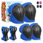 Kids Knee Pads with Gift Box,6 in 1 Protective Gear Set with Elbow Pads,Wrist Guard for Cycling Skateboard Roller Skating Scooter Bike BMX Ski Sports Boys Girls (Blue)