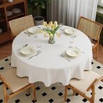 Zdada 50inch Round Polyester Tablecloth White Banquet Wedding Table Cloth