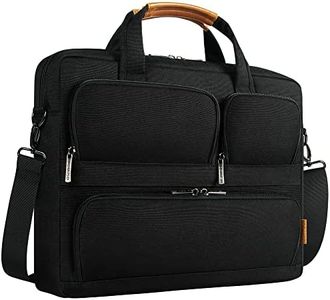 DOMISO 17-17,3 Pouces Sacoche pour Ordinateur Portable Mallette d'Affaires avec Bandoulière Sac de Messagerie Compatible avec les portatifs /17,3" HP Pavilion/Dell Inspiron 17/Acer/ASUS,Noir