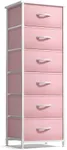 Sorbus Fabric Dresser for Kids Bedroom - Chest of 6 Drawers, Tall Storage Tower, Clothing Organizer, for Closet, for Playroom, for Nursery, Steel Frame, Fabric Bins - Wood Handle (Pink)