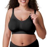 BRAVADO! DESIGNS Body Silk Seamless Nursing Bra for Breastfeeding, Wireless Maternity Bra, Black Sustainable Fabric, Large