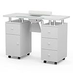 Paddie Manicure Table, Glass Top Na