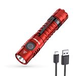 Wurkkos FC11 LED Flashlight Rechargeable, High 90CRI 1300 Lumen Mini Flashlight,IP67 Waterproof,Magnetic Tail Cap, Great for Hiking Fishing Camping (Red,5000K)