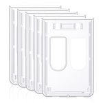 Pawfly Vertical 2-Card Badge Holder Hard Frosted Plastic Case with Thumb Slots Card Protector Pouch with UV Protection for Offices Schools IDs Credit Cards Driver’s Licenses and Passes, 5 Pack