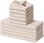 Homaxy 100% Cotton Kitchen Towels and Dishcloths Set, 12 x 12 Inches and 13 x 28 Inches, Set of 10 Bulk Kitchen Towels Set, Ultra Soft Absorbent Dish Towels for Washing Dishes, Beige