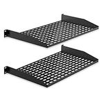 PYLE 1U 2 Pack Server Rack Shelf- 19-Inch Universal Device Server Rack Mount Tray, Good Air Circulation, Cantilever Mount, Wall Mount Rack, Computer Case Mounting Tray-Weight Capacity 110lb/49kg