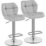 Yaheetech Barstools, PU Leather Bar Stools Set of 2, Swivel Height Adjustable Bar Chairs, Counter Stools with Backrest for Home Kitchen Bar Restaurant, 2PCS, Light Grey