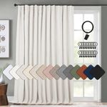 INOVADAY 100% Blackout Curtains for Bedroom Room with Clip Rings, Linen Textured Blackout Curtains for Living Room, Blackout Curtains 96 Inch Long for Living Room(W100 x L96 1 Panels, Beige)