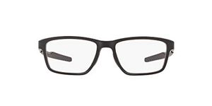 Oakley Men's OX8153 Metalink Rectangular Prescription Eyeglass Frames, Satin Black on Black/Demo Lens, 53 mm