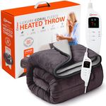 Warmer Electric Heated Throw Blanket - Digital Controller - 9 Hour Timer, 9 Heat Settings, Auto Shutoff, Detachable Controller - Machine Washable - Large 160cm x 120cm