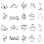 LiQunSweet 20 Pcs 10-Shape Vintage Dog Theme Set Alloy Metal Puppy Cat Pet Charms Kits Assorted Lot for Jewelry Making DIY Craft