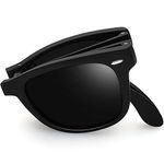 Joopin Trendy Square Folding Sunglasses, UV Protection Retro Vintage Sun Glasses Designer Fold Up Shades Classic Polarized Sunglasses for Men Women (Foldable Matte Black)