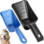 GNEOCO 2 Pack Dog Food Scoop with 1 Cup and 2 Cup Capacity, Plastic Pet Food Measuring Scoops with Clear Measurement Lines for Dogs, Cats & More,Dishwasher safe (Blue and Black)