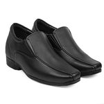Men's 3 Inch Hidden Height Increasing Synthetic Material Casual Black Formal Slip-On Shoes.- 8 UK