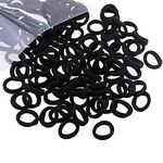 Aliza Small Rubber Bands Hair Ties Ponytail Holders for Girls Black for School Kids Baby Girls 100pcs Pack (Black)