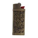 Lucklybestseller Vintage Floral Metal Lighter Case Cover Holder for Mini BIC Lighter J5 (Bronze)