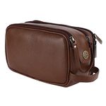 HAMMONDS FLYCATCHER Genuine Leather Toiletry Bag For Men And Women - Travel Organizer With Multiple Compartments, Brushwood Kit Bag For Shaving, Toiletries - Shaving Kit Bag For Men, 13.5 Cm