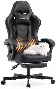 Kslysuty Desk Computer Gaming Chair - High Back Ergonomic Office Chair with Footrest and Lumbar Support, Swivel Comfy Home Gamer Video Game Chairs with Pocket Spring Cushion for Adults (Black Leather)