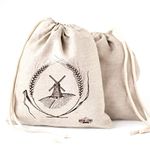 Linen Bread Bags - 2-Pack 11 x 15 Special Art Design Unbleached Linen Reusable Food Storage for Homemade Artisan Bread