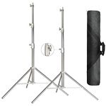 EACHSHOT 2 Packs 2.8m Light Stand w/Carrying Bag, Stainless Steel Heavy Duty 1/4" to 3/8" Adapter for SL60W VL150W SL150W AD600BM MS300, Studio Softbox, Monolight, and Other Photographic Equipment